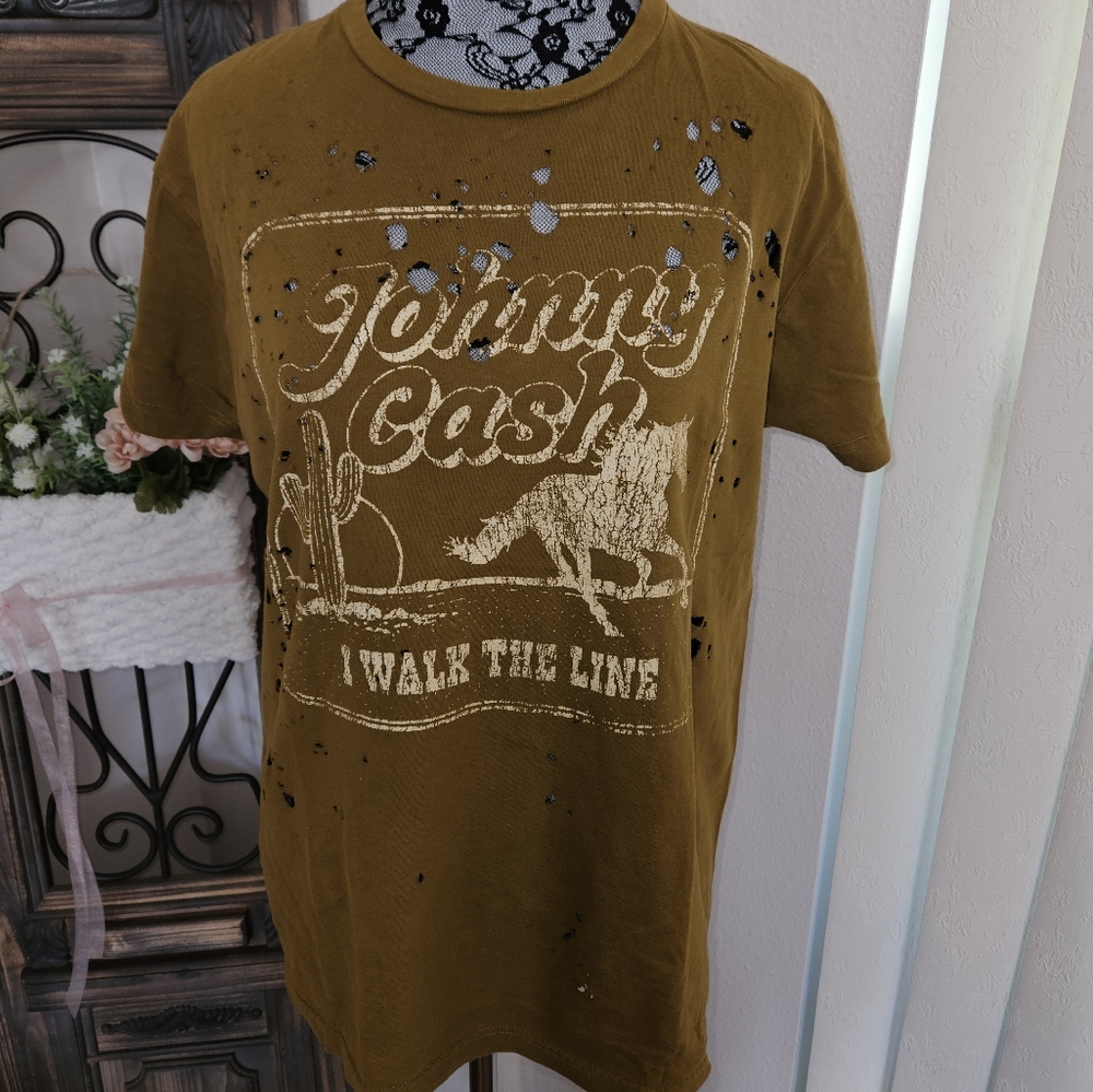 Johnny Cash Graphic Tee in Brown